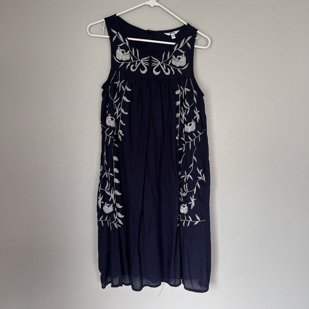 Sonoma Women's‎ Embroidered Floral Casual Short Dress Small Navy Sleeveless